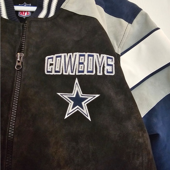 Mens G-III NFL Dallas Cowboys Varsity Suede Leather Jacket NWT - Picture 2 of 7